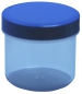 Preview: Dose transparent mit Schraubdeckel blau Füllvolumen 25ml aus Polypropylen (PP), lebensmittelgerecht. PP ist ein bpa-freier Kunststoff. Geeignet für alle Arten von Lebensmitteln bei Langzeitlagerung bei Raumtemperatur u. darunter, inkl. Heißabfüllung