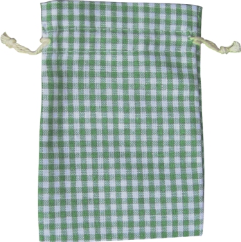 Baumwollsäckchen grün-weiß-kariert, 30 x 20 cm