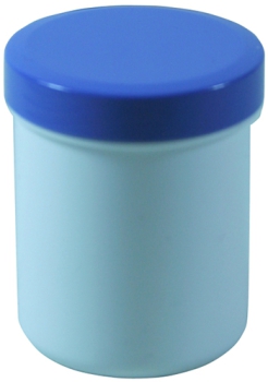Dose mit Schraubdeckel blau Füllvolumen 25ml aus Polypropylen (PP), lebensmittelgerecht. PP ist ein bpa-freier Kunststoff. Geeignet für alle Arten von Lebensmitteln bei Langzeitlagerung bei Raumtemperatur u. darunter, inkl. Heißabfüllung bzw. Erhitzung.