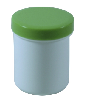 Dose mit Schraubdeckel grün Füllvolumen 35ml aus Polypropylen (PP), lebensmittelgerecht. PP ist ein bpa-freier Kunststoff. Geeignet für alle Arten von Lebensmitteln bei Langzeitlagerung bei Raumtemperatur u. darunter, inkl. Heißabfüllung bzw. Erhitzung.