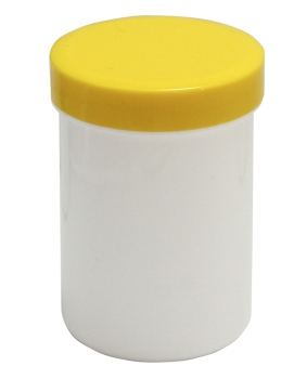 Salben-, Cremedöschen hoch 75 ml mit gelbem Deckel - MADE IN GERMANY