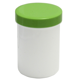 Dose mit Schraubdeckel grün Füllvolumen 75ml aus Polypropylen (PP), lebensmittelgerecht. PP ist ein bpa-freier Kunststoff. Geeignet für alle Arten von Lebensmitteln bei Langzeitlagerung bei Raumtemperatur u. darunter, inkl. Heißabfüllung bzw. Erhitzung.
