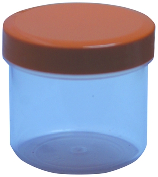Dose transparent mit Schraubdeckel orange Füllvolumen 25ml aus Polypropylen (PP), lebensmittelgerecht. PP ist ein bpa-freier Kunststoff. Geeignet für alle Arten von Lebensmitteln bei Langzeitlagerung bei Raumtemperatur u. darunter, inkl. Heißabfüllun
