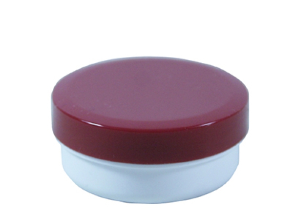 Dose mit Schraubdeckel rot Füllvolumen 12ml aus Polypropylen (PP), lebensmittelgerecht. PP ist ein bpa-freier Kunststoff. Geeignet für alle Arten von Lebensmitteln bei Langzeitlagerung bei Raumtemperatur u. darunter, inkl. Heißabfüllung bzw. Erhitzung.