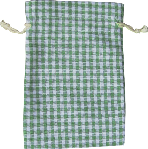 Baumwollsäckchen grün-weiß-kariert, 10 x 8 cm