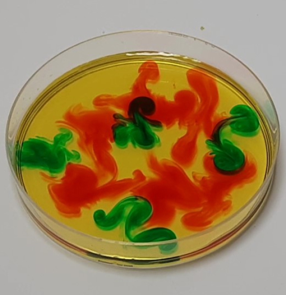Farbschlieren in Petrischale