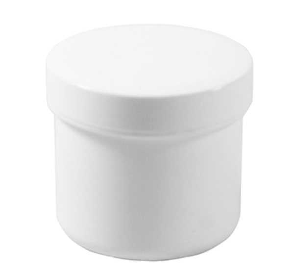 Dose mit Schraubdeckel weiß Füllvolumen 25ml aus Polypropylen (PP), lebensmittelgerecht. PP ist ein bpa-freier Kunststoff. Geeignet für alle Arten von Lebensmitteln bei Langzeitlagerung bei Raumtemperatur u. darunter, inkl. Heißabfüllung bzw. Erhitzung.