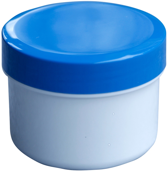 Salben-, Cremedöschen flach 35 ml mit blauem Deckel - MADE IN GERMANY