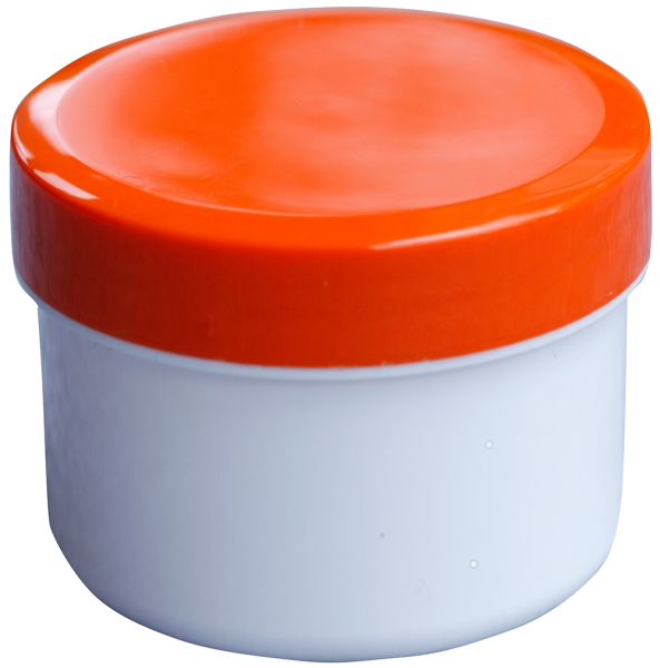 Salben-, Cremedöschen flach 35 ml mit orangefarbenem Deckel - MADE IN GERMANY