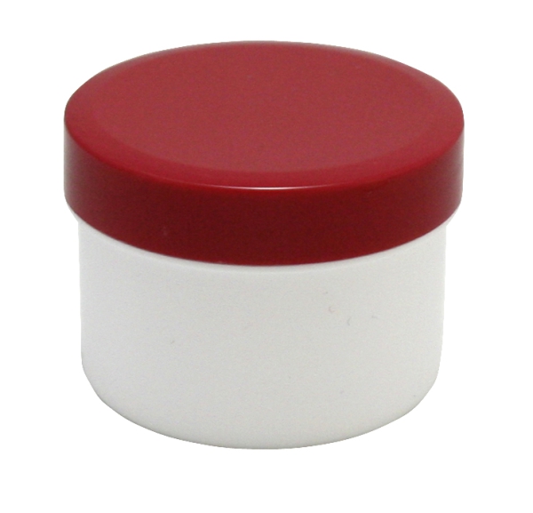 Dose mit Schraubdeckel rot Füllvolumen 35ml aus Polypropylen (PP), lebensmittelgerecht. PP ist ein bpa-freier Kunststoff. Geeignet für alle Arten von Lebensmitteln bei Langzeitlagerung bei Raumtemperatur u. darunter, inkl. Heißabfüllung bzw. Erhitzung.