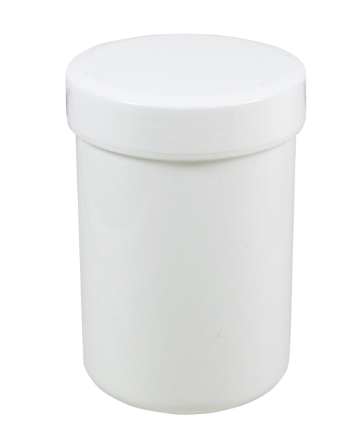 Dose mit Schraubdeckel weiß Füllvolumen 60ml aus Polypropylen (PP), lebensmittelgerecht. PP ist ein bpa-freier Kunststoff. Geeignet für alle Arten von Lebensmitteln bei Langzeitlagerung bei Raumtemperatur u. darunter, inkl. Heißabfüllung bzw. Erhitzung.