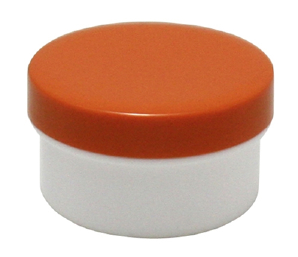 Dose mit Schraubdeckel orange Füllvolumen 12ml aus Polypropylen (PP), lebensmittelgerecht. PP ist ein bpa-freier Kunststoff. Geeignet für alle Arten von Lebensmitteln bei Langzeitlagerung bei Raumtemperatur u. darunter, inkl. Heißabfüllung bzw. Erhitzung.
