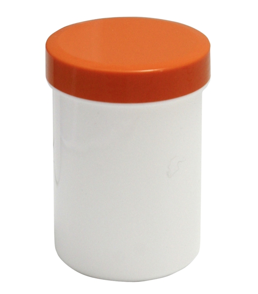 Salben-, Cremedöschen hoch 75 ml mit orangefarbenem Deckel - MADE IN GERMANY