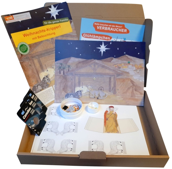 Bausatz Weihnachts-Krippe mit LED-Beleuchtungen, myExperimentSet