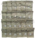 24 Jute-/Baumwoll-Säckchen naturbraun mit Zahlen, 15 x 10 cm