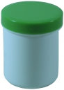 Dose mit Schraubdeckel grün Füllvolumen 25ml aus Polypropylen (PP), lebensmittelgerecht. PP ist ein bpa-freier Kunststoff. Geeignet für alle Arten von Lebensmitteln bei Langzeitlagerung bei Raumtemperatur u. darunter, inkl. Heißabfüllung bzw. Erhitzung.