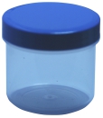 Salben-, Cremedöschen flach 25ml transparent mit blauem Deckel - MADE IN GERMANY